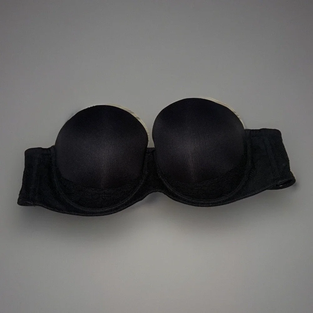 Torrid Bra 42C Black Push Up Padded Multi-Way Lace Underwire Strapless